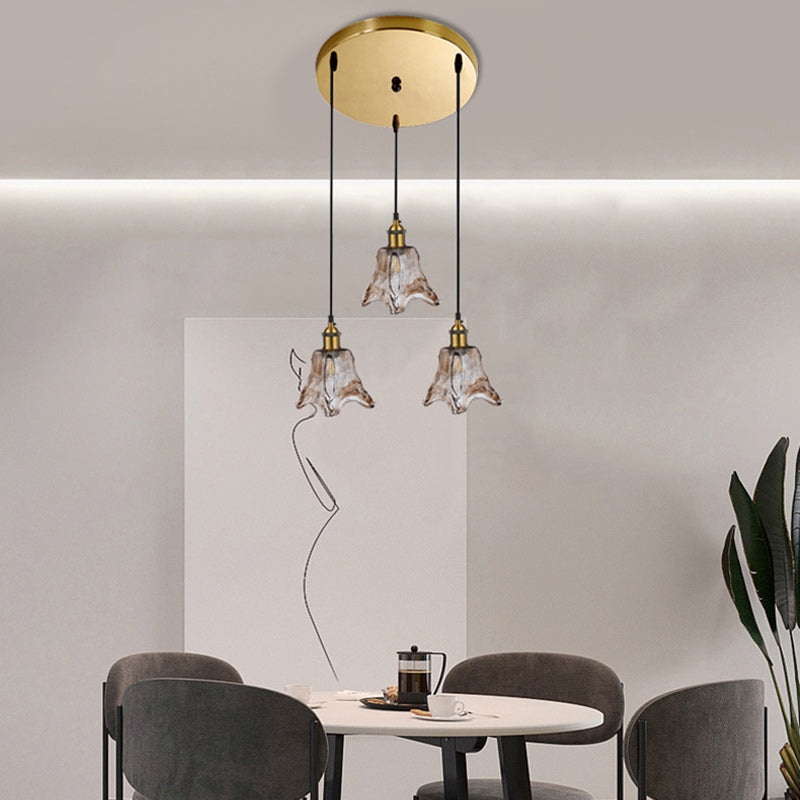 Contemporary Nordic Transparent Glass Lampshade Hardware 3 - Light Chandelier For Dining Room