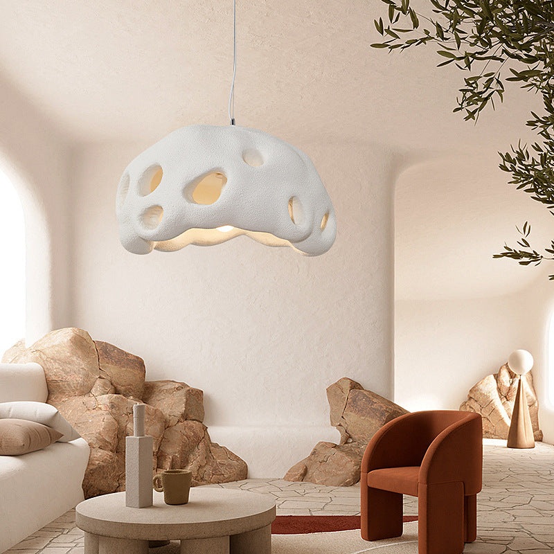 Contemporary Scandinavian Holes Full Polystyrene 1 - Light Chandelier For Dining Room