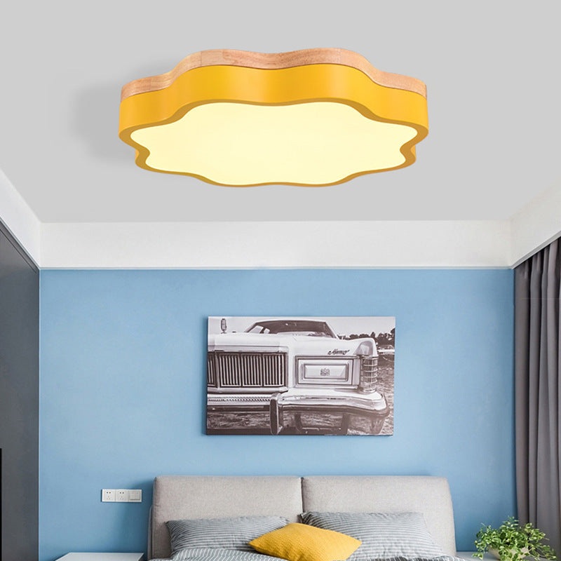 Contemporary Scandinavian Macaron Flower Iron Acrylic LED Flush Mount Ceiling Light For Living Room