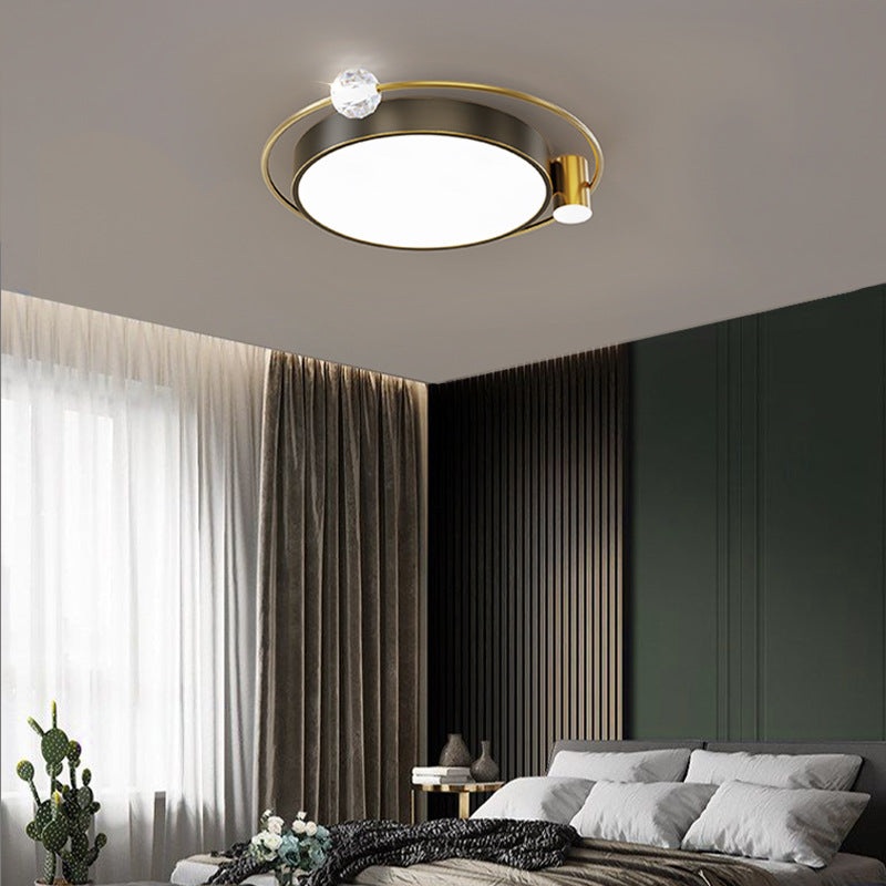 Modern Simplicity Round Square Orb Iron Crystal Acrylic Lampshade LED Flush Mount Ceiling Light For Bedroom