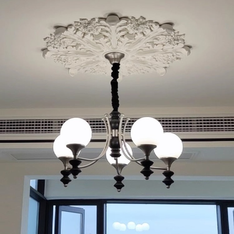 Traditional French Branch Globe Round Glass Ash Metal 3/5/6/8 Lights Chandelier For Living Room