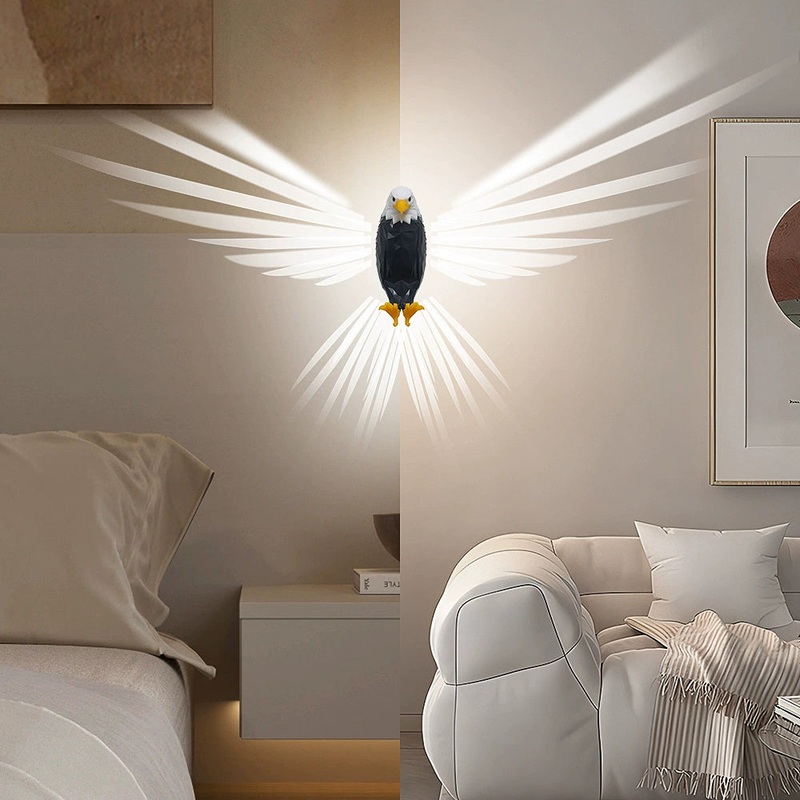 Contemporary Creative Bald Eagle Projector USB Rechargeable LED Magnetic Wall Sconce Lamp Night Light For Bedroom