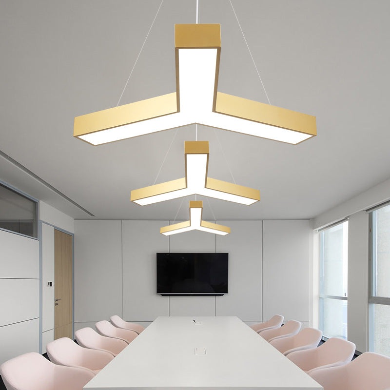 Contemporary Creative Dome Geometry Iron Acrylic Lampshade LED Chandelier For Office