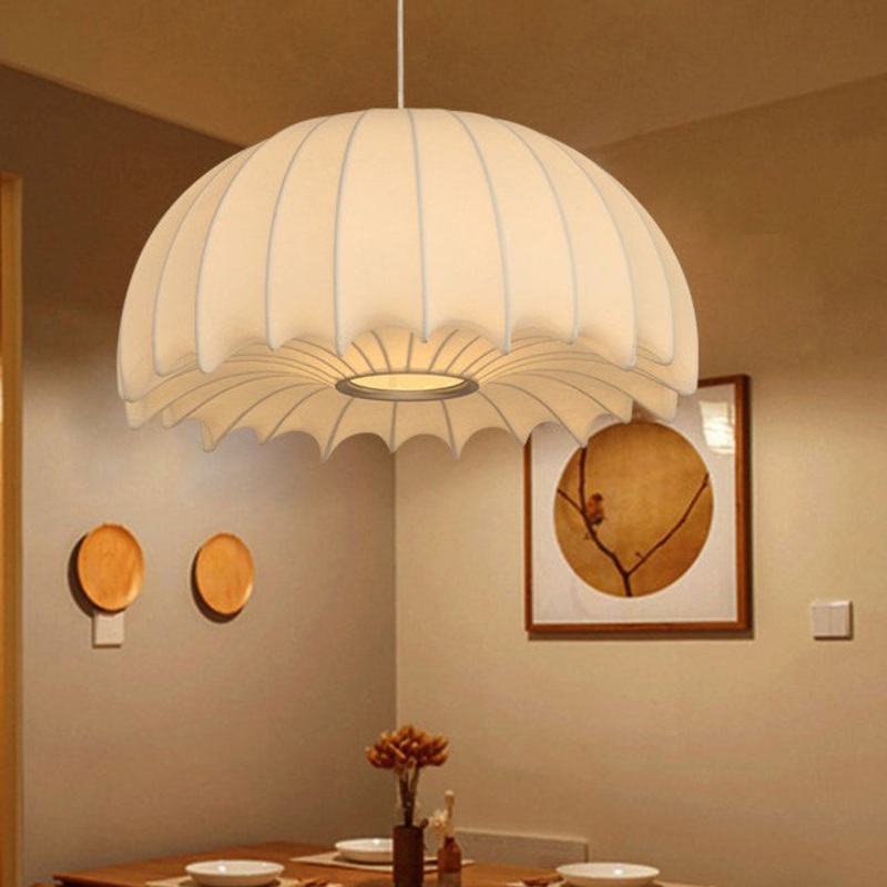 Contemporary Creative Round Jellyfish Iron Artificial Silk 1-Light Pendant Light For Living Room