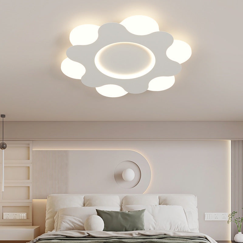 Contemporary Nordic Flower Shape Iron Acrylic Lampshade LED Flush Mount Ceiling Light For Bedroom
