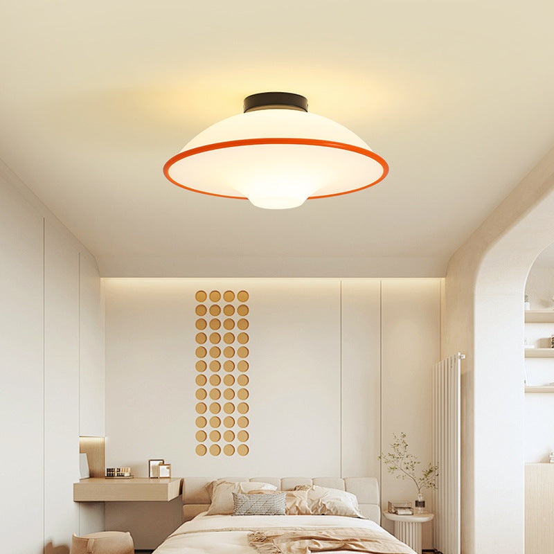 Contemporary Nordic Flying Saucer Iron Acrylic 1-Light Semi-Flush Mount Ceiling Light For Living Room