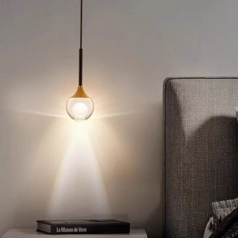 Contemporary Nordic Globe Iron Crystal LED Pendant Light For Living Room