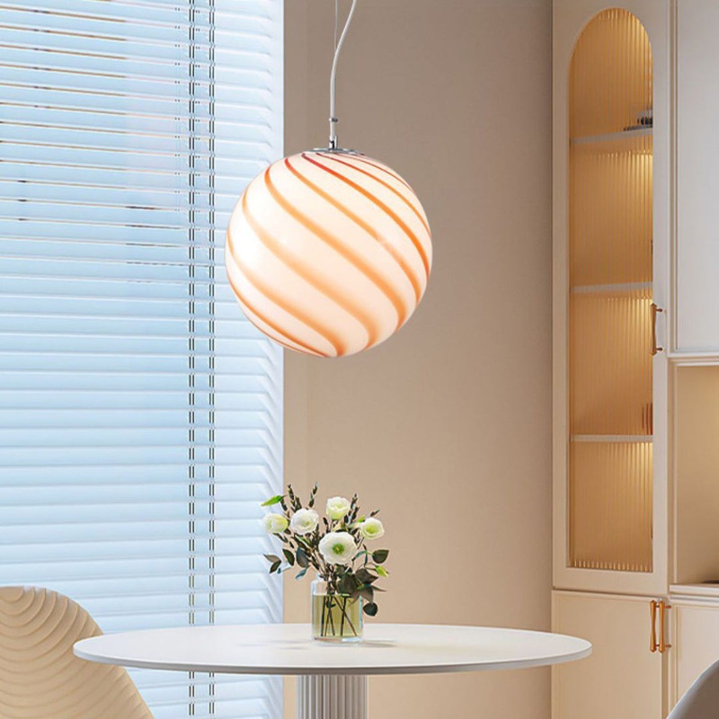 Contemporary Nordic Globe Lollipop Shape Iron Glass 1-Light Pendant Light For Living Room