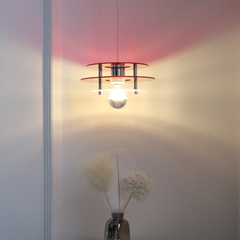 Contemporary Nordic Iron Acrylic Triple Disc Shape 1-Light Pendant Light For Bedroom