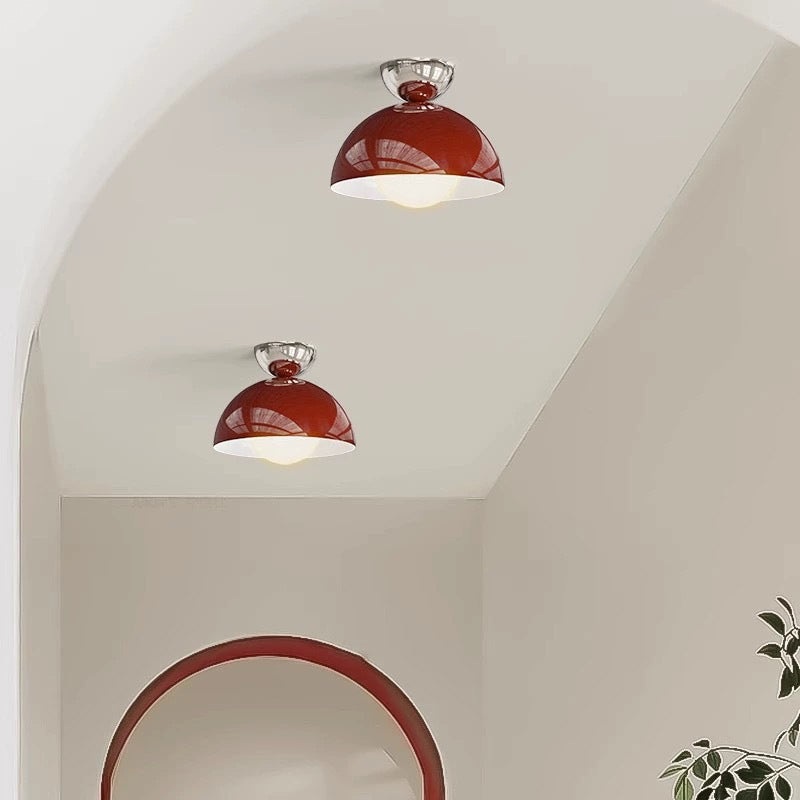 Contemporary Nordic Round Globe Iron Glass Shade 1-Light Semi-Flush Mount Ceiling Light For Living Room