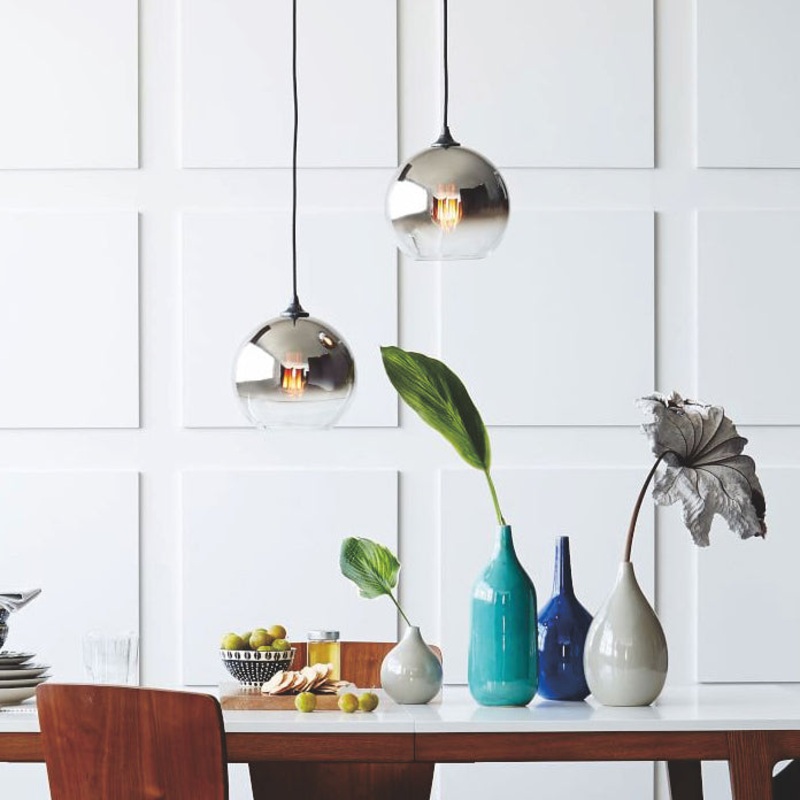 Contemporary Nordic Round Orb Iron Glass 1-Light Pendant Light For Bedroom