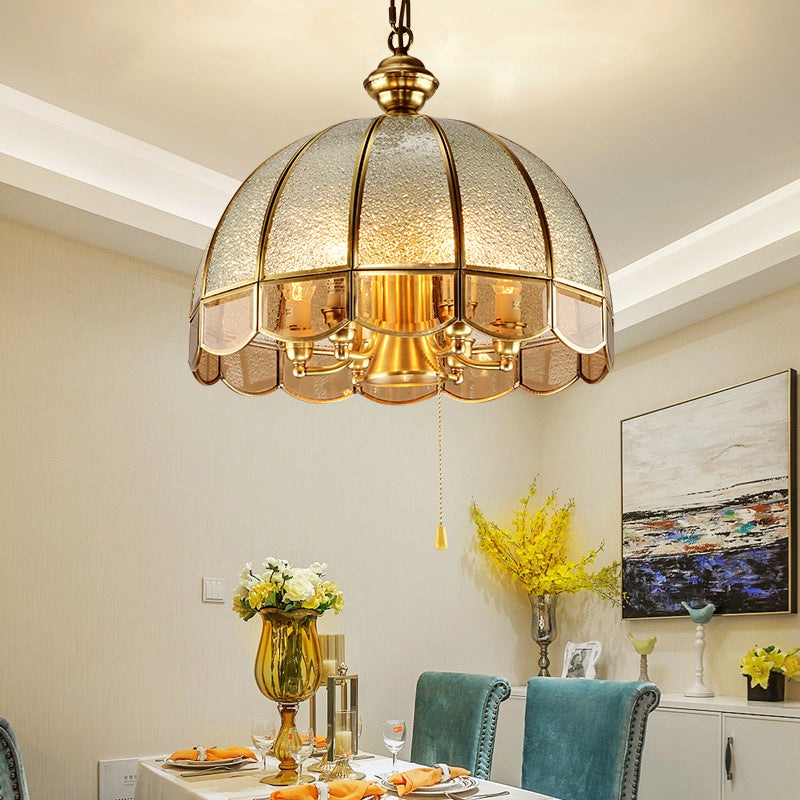 Modern Luxury Umbrella Round Glass Brass 1/6 Light Chandelier For Living Room