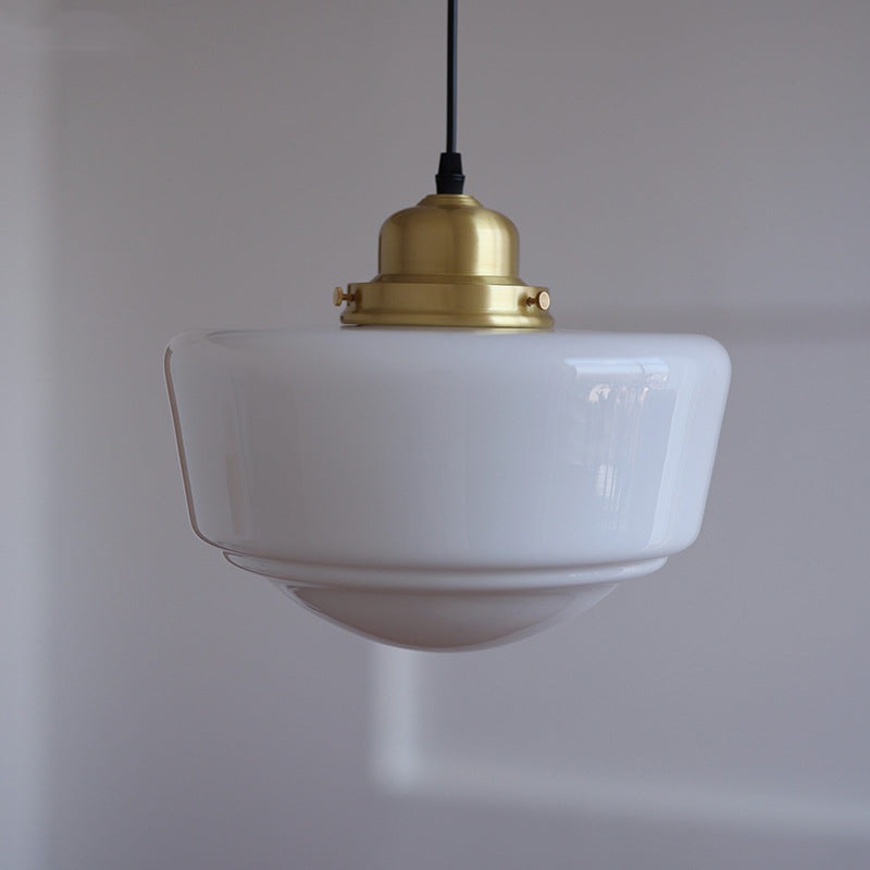 Modern Mid-Century Round Copper Glass 1-Light Pendant Light For Bedroom