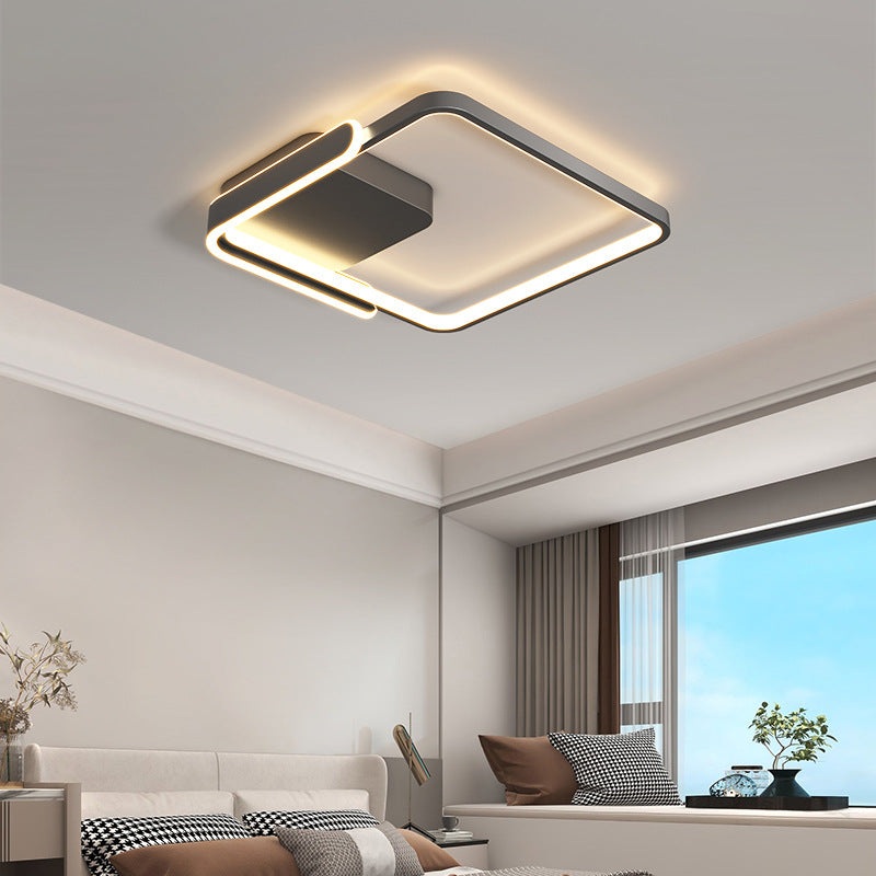 Modern Minimalist Iron Aluminum Square Round Line LED Flush Mount Ceiling Light For Bedroom