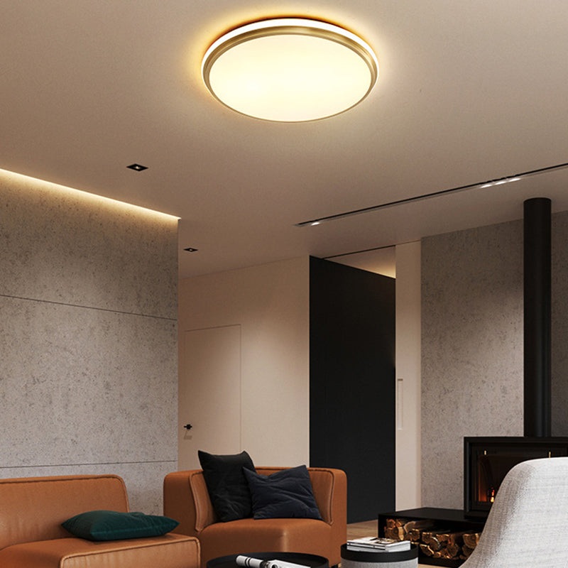 Modern Minimalist Round Brass Acrylic LED Flush Mount Ceiling Light For Living Room