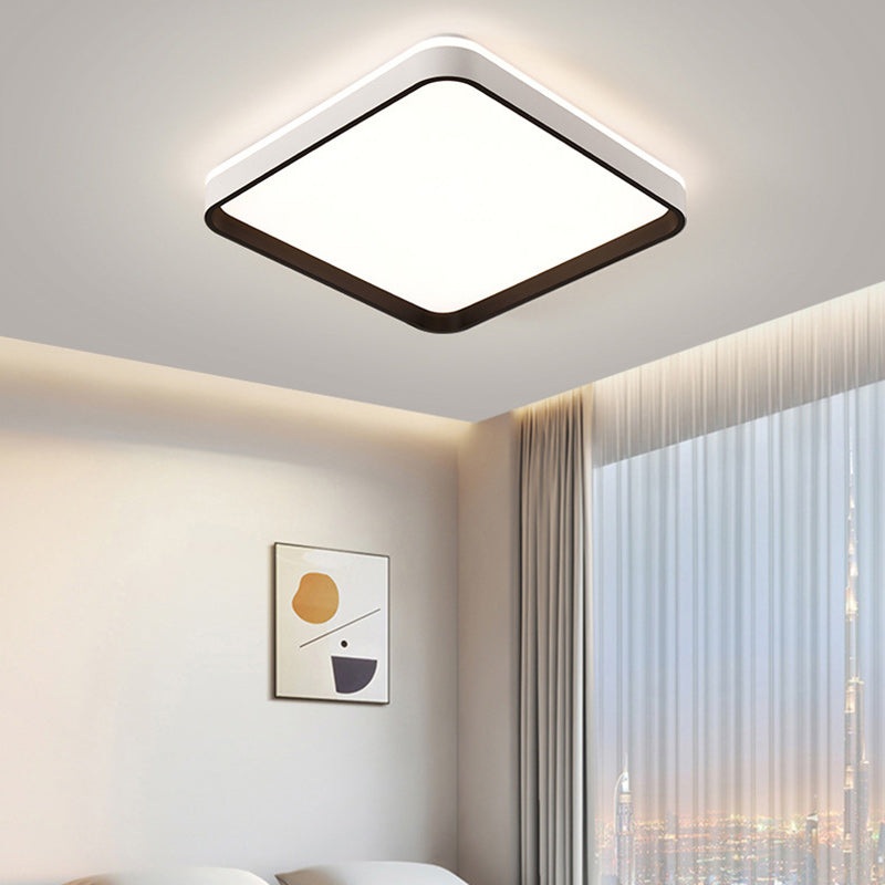 Modern Minimalist Square Roto-molding Hardware Lampshade LED Flush Mount Ceiling Light For Bedroom