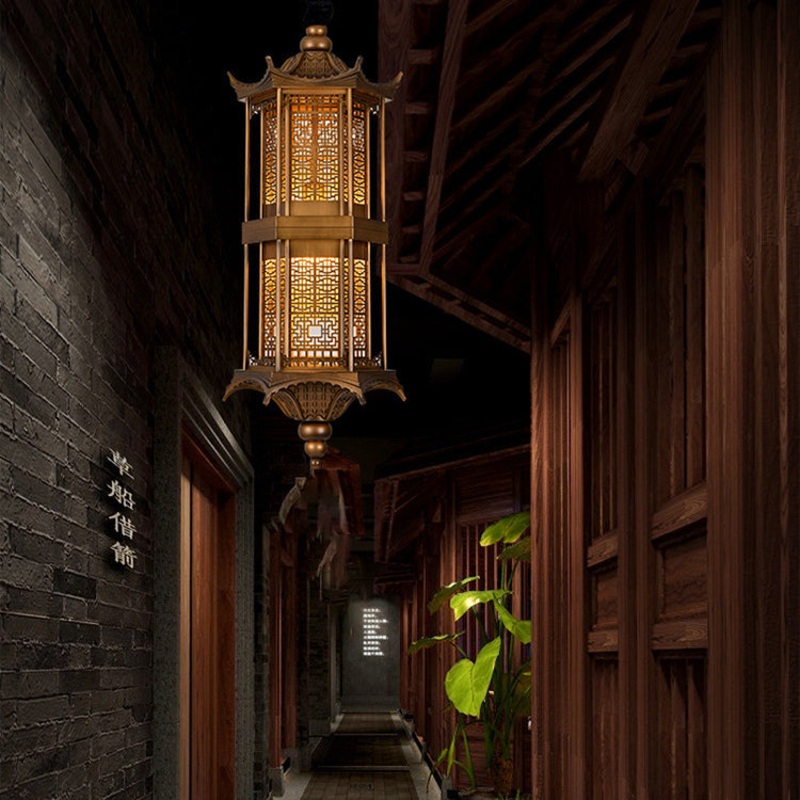 Traditional Chinese Palace Metal 1-Light Pendant Light For Hallway