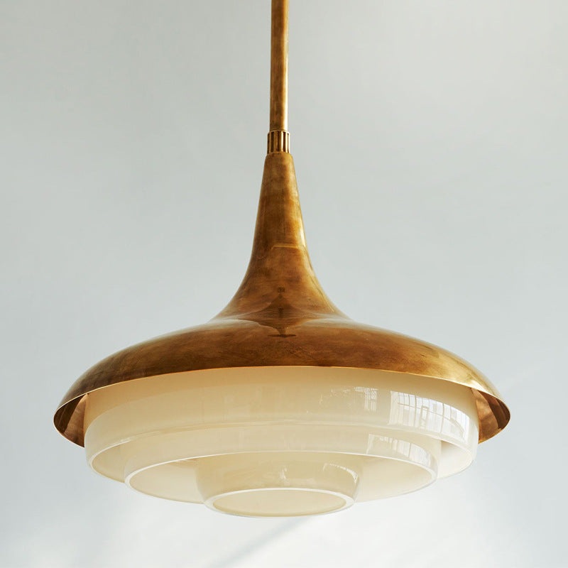 Traditional Vintage Dome Iron Glass 1-Light Pendant Light For Living Room