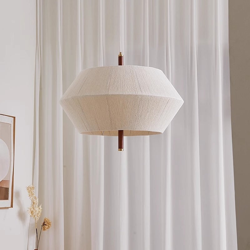 Contemporary Boho Round Drum Cotton Thread Weaving Hardware Wood 1/3 - Light Pendant Light For Living Room