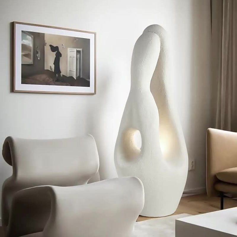 Contemporary Creative Polystyrene Irregular Statue 1-Light Standing Floor Lamp For Living Room