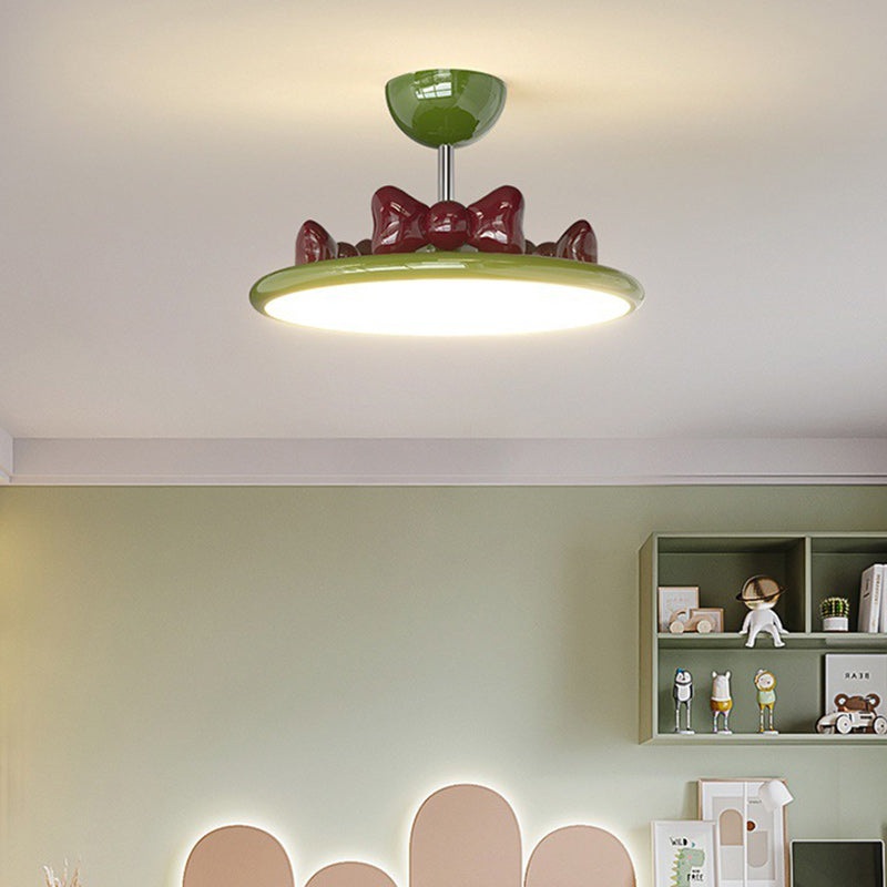 Contemporary Nordic Cream Round Bows Iron Acrylic Lampshade Resin LED Chandelier For Bedroom