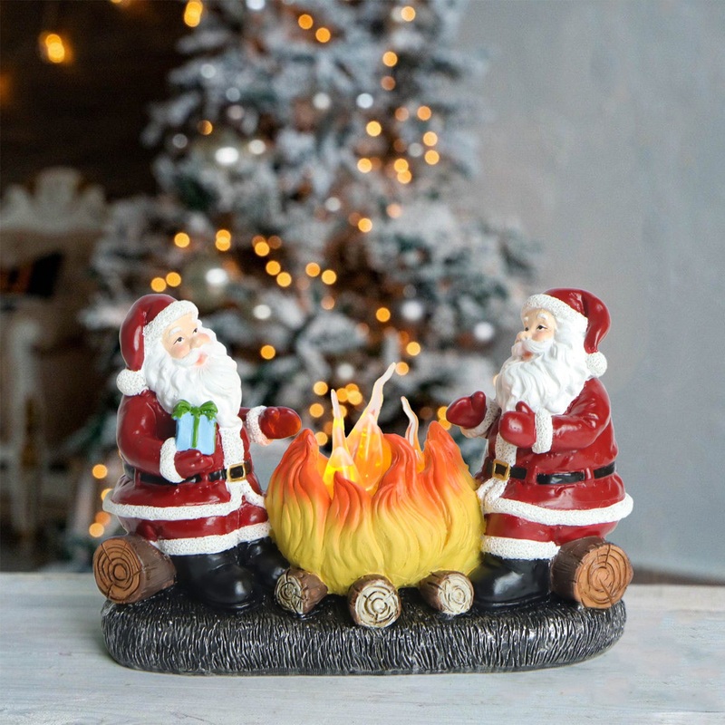 Modern Art Deco Battery Resin Plastic Flame Candle Santa Christmas Decoration LED Small Night Light For Bedroom