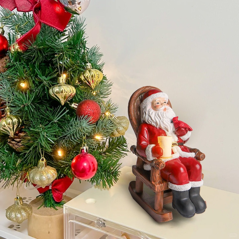 Modern Art Deco Solar Resin Candle Santa Christmas Decoration LED Small Night Light For Bedroom