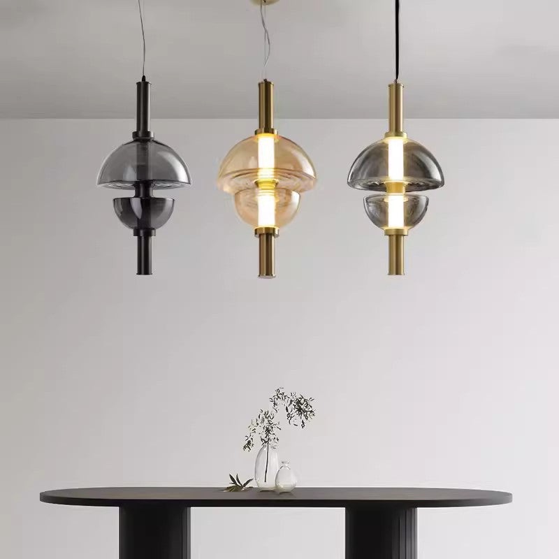 Modern Luxury Dome Metal Glass LED Pendant Light For Living Room