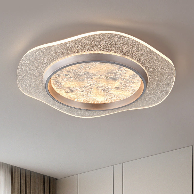 Modern Luxury Flower Iron Aluminum Acrylic LED Flush Mount Ceiling Light For Bedroom