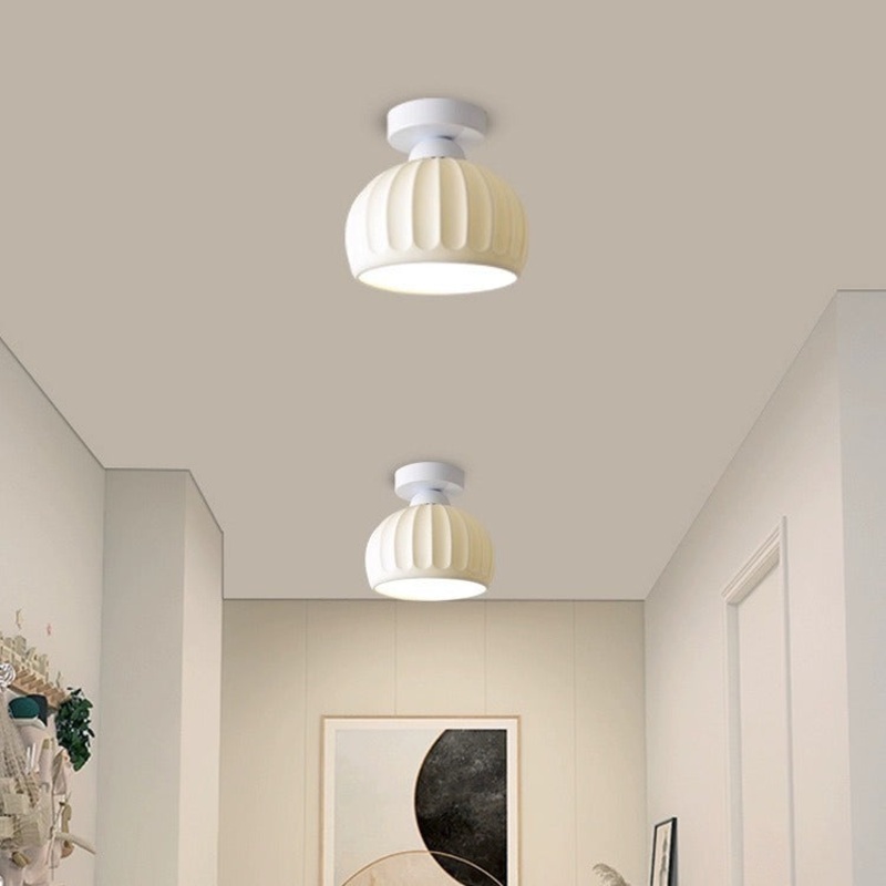 Contemporary Creative Round Iron Ceramic 1-Light Semi-Flush Mount Ceiling Light For Living Room