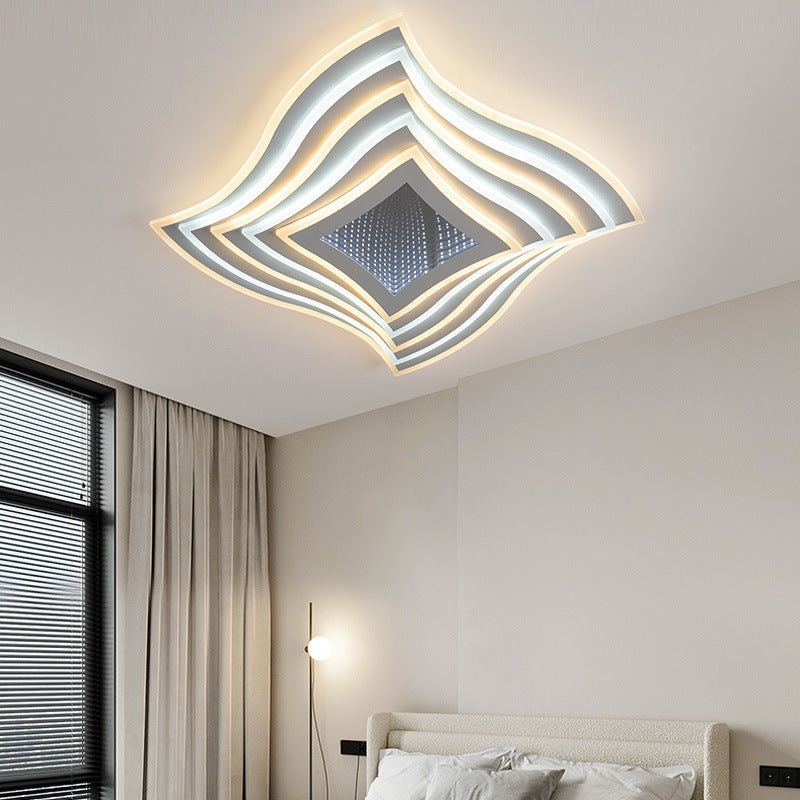 Contemporary Luxury Rhombus Iron Acrylic LED Flush Mount Ceiling Light For Bedroom
