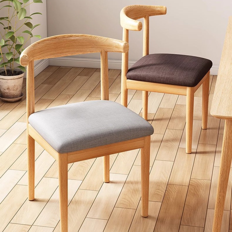 Contemporary Nordic Cow Corner Shape Square Upholstered Cotton Linen Fabric Leather Steel Frame Dining Chair Backrest For Dining Room