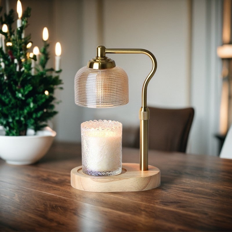 Contemporary Nordic Dome Wood Iron Glass 1-Light Melting Wax Table Lamp For Living Room