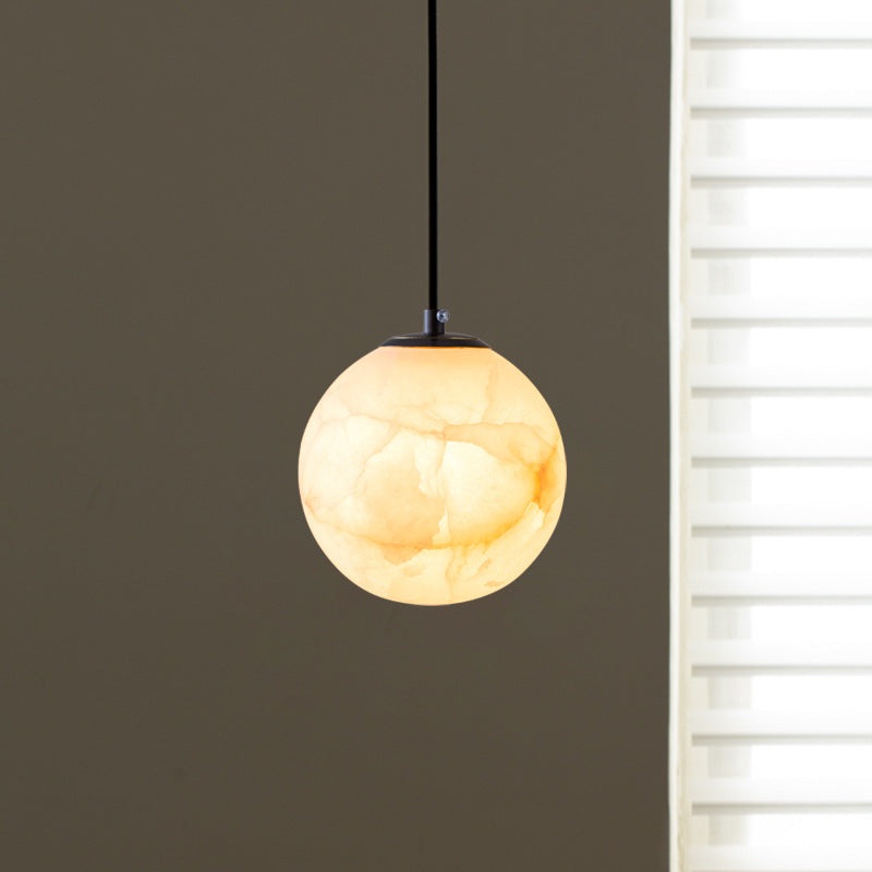 Contemporary Nordic Globe Copper Stone 1-Light Pendant Light For Living Room