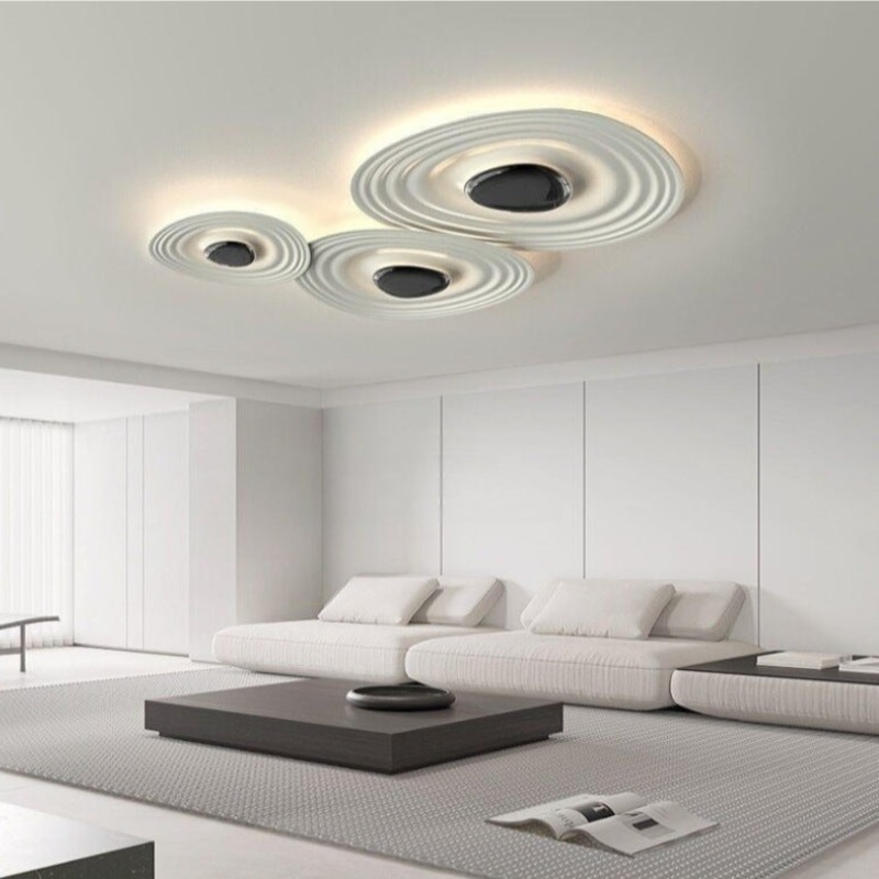 Contemporary Scandinavian Oval Metal PC LED Flush Mount Ceiling Light For Living Room