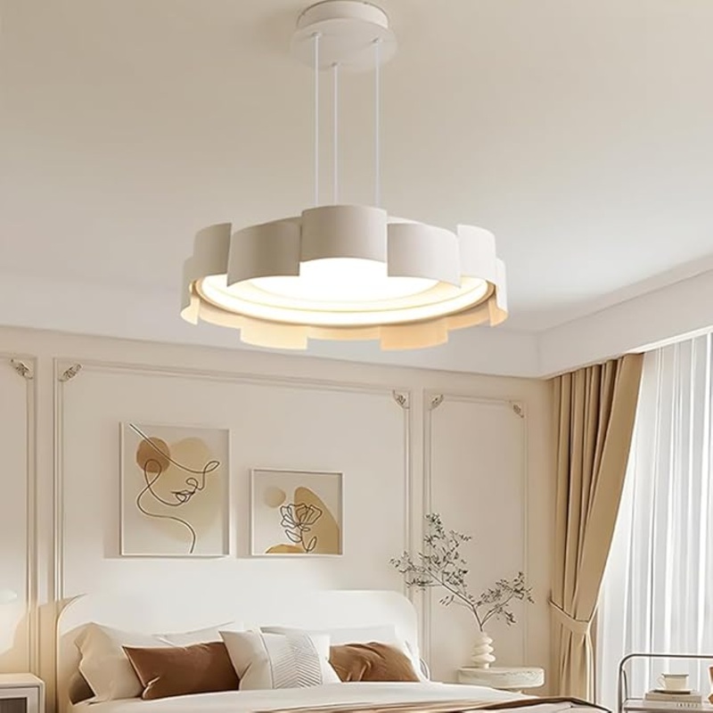 Contemporary Simplicity Round Iron Acrylic LED Pendant Light For Bedroom