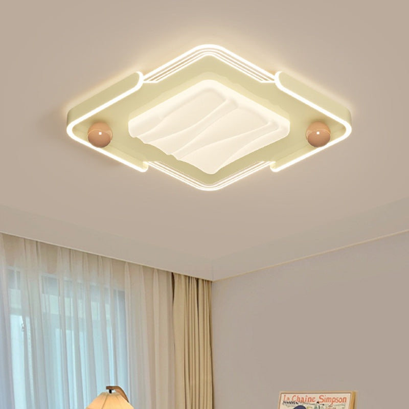Modern Eclectic Square Iron Acrylic LED Flush Mount Ceiling Light For Bedroom