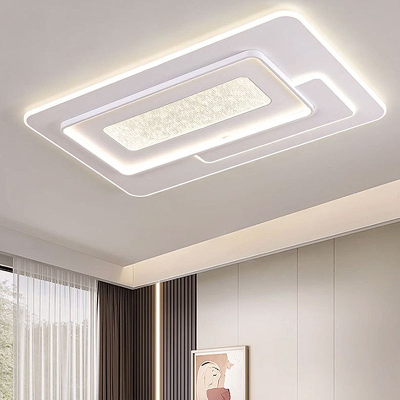 Modern Luxury Rectangular Iron Acrylic LED Flush Mount Ceiling Light For Bedroom