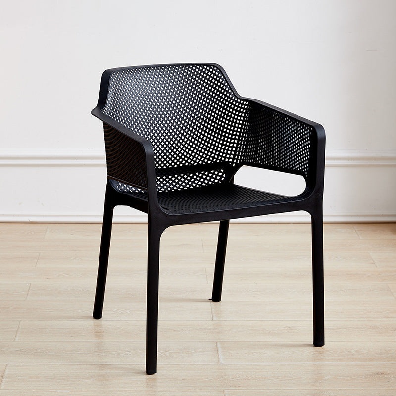 Modern Minimalist PP Plastic Curved Square Backrest Dining Chair For Dining Room