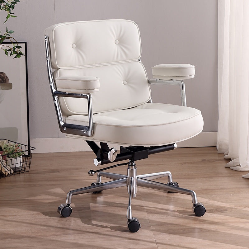 Modern Minimalist Swivel Liftable Square Rectangular Hardware Leather Desk Chair Backrest Armrest For Home Office