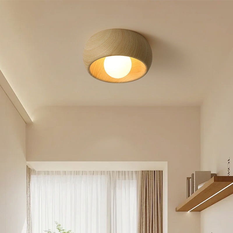 Modern Simplicity Round Magic Bean PE Resin 1-Light Flush Mount Ceiling Light For Bedroom