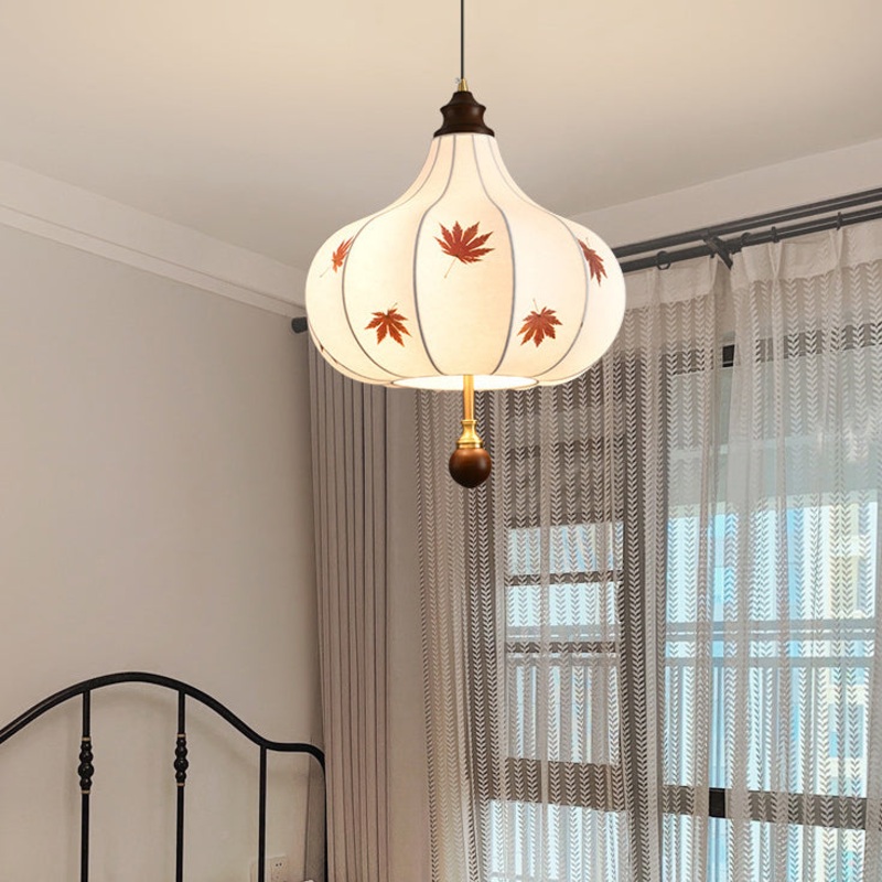 Traditional French Chestnut Cone Hardware Oak Silk 2/3 Light Pendant Light For Dining Room