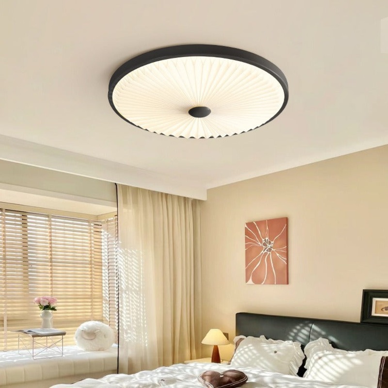 Traditional Luxury Round Iron PVC LED Flush Mount Ceiling Light For Bedroom