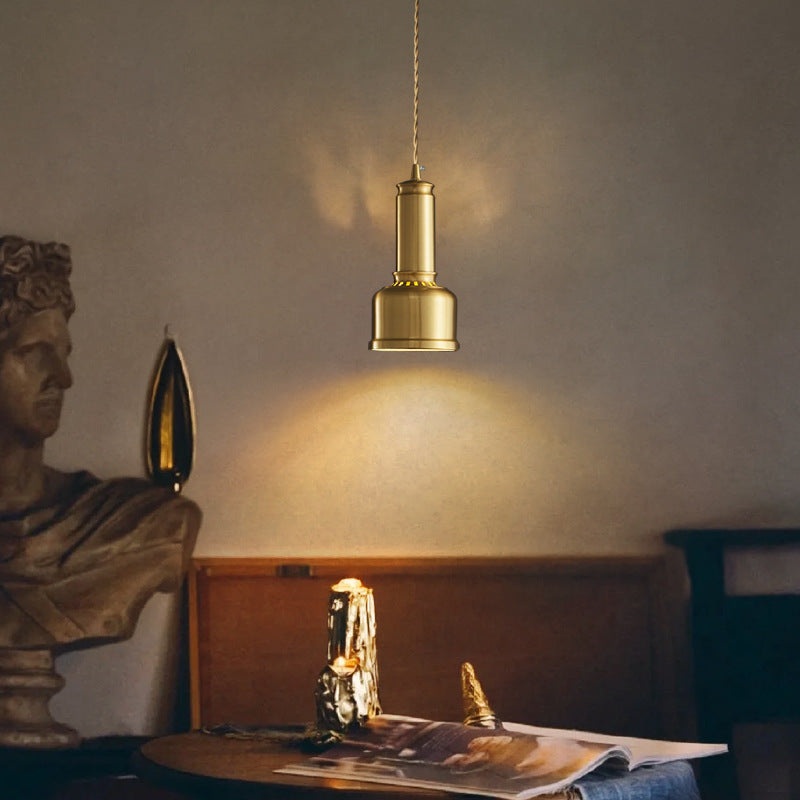 Traditional Vintage Cylinder Copper 1-Light Pendant Light For Living Room
