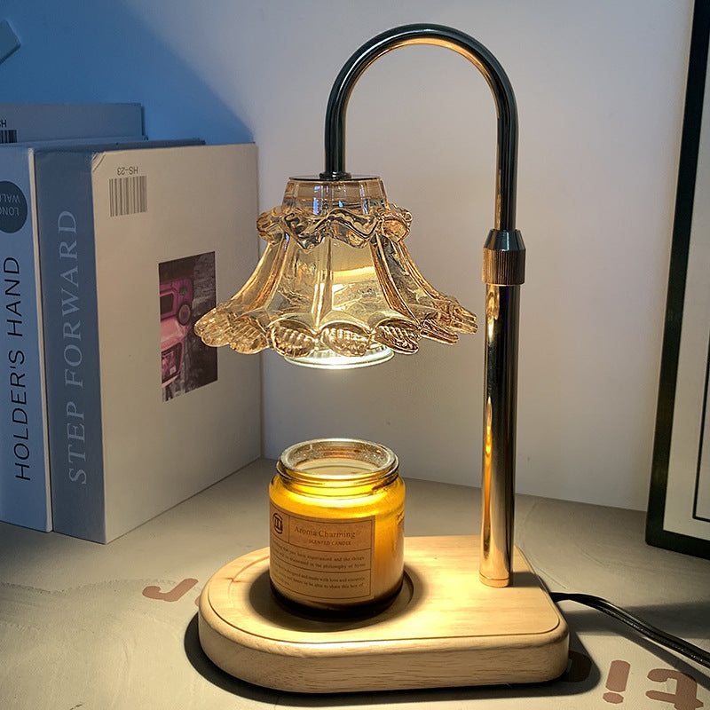 Contemporary Luxury Flower Iron Glass 1-Light Melting Wax Table Lamp For Bedroom