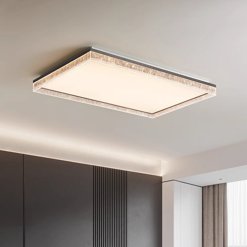 Contemporary Luxury Rectangular Iron Aluminum Acrylic LED Flush Mount Ceiling Light For Living Room