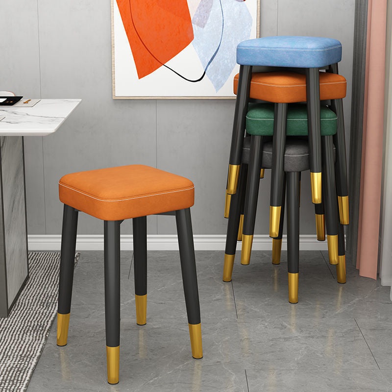 Contemporary Luxury Square Upholstered Technology Cloth Iron Dining Chair For Living Room