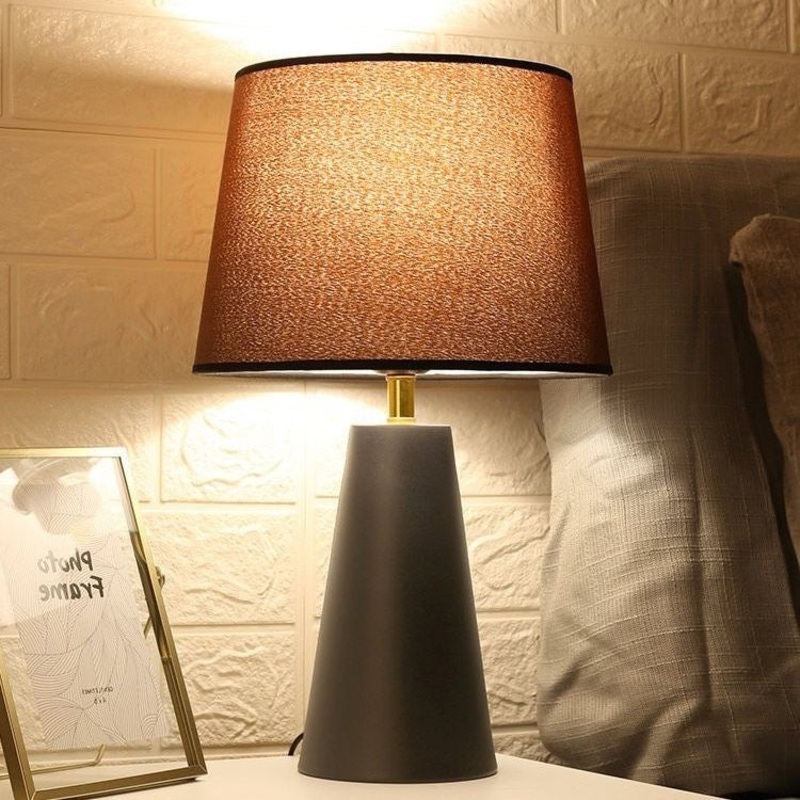 Contemporary Nordic Drum Iron Fabric 1-Light Table Lamp For Living Room