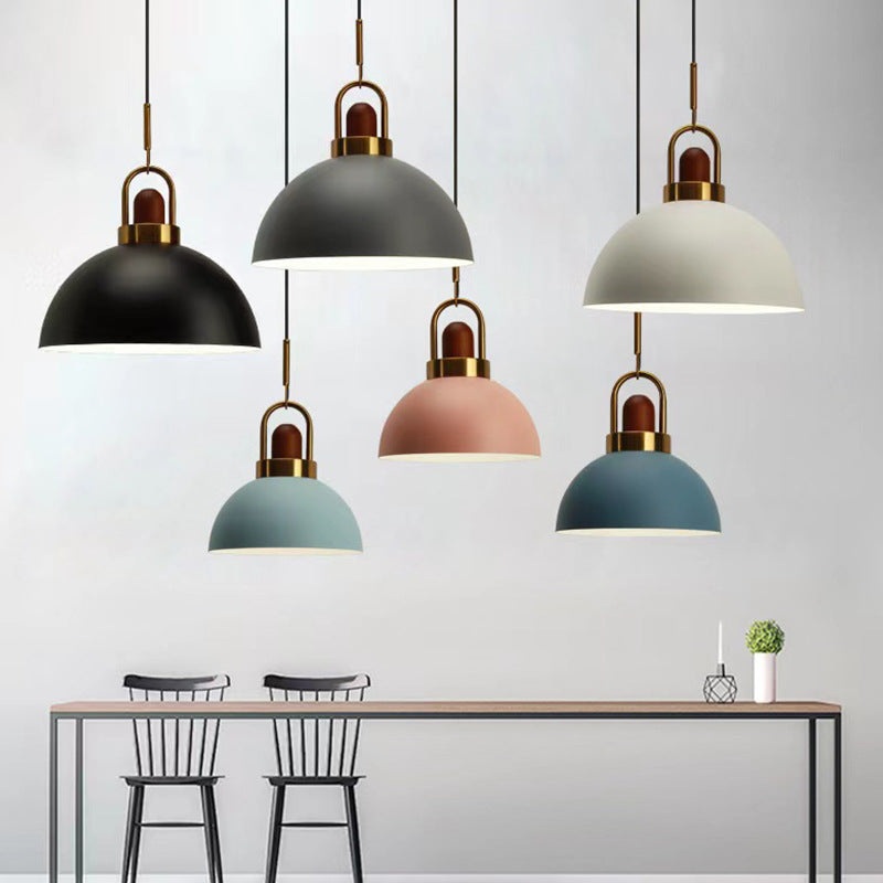 Contemporary Nordic Round Dome Aluminum 1-Light Pendant Light For Living Room