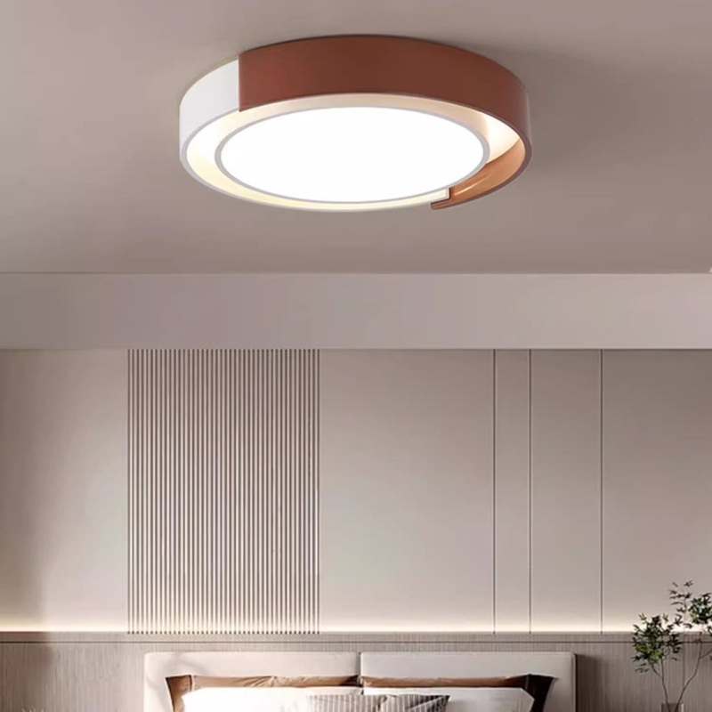 Contemporary Nordic Round Dome PE Hardware LED Flush Mount Ceiling Light For Bedroom